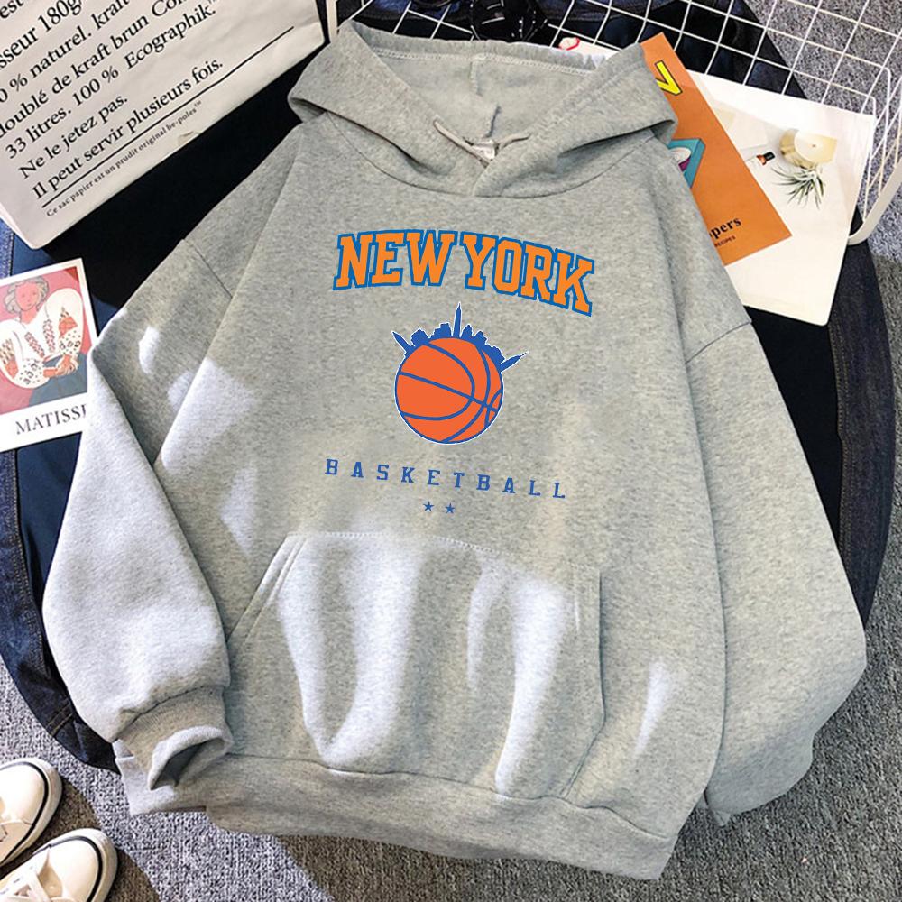 New York Basketbal Street Hip Hop Hoody Dámské Velké kapesní Streetwear Hip Hop Ležérní Mikina s kapucí Měkký fleece Volný Žena s kapucí