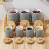 Crystal Handle Wooden Cover Ceramic Airtight Jar Kitchenware Food Container Storage Tank Whole Grains Storage Box Home Organizer
