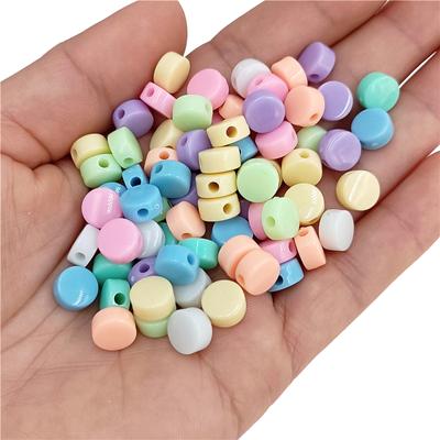 Hanmade 8/10mm Macaron Color DIY Bransoletka Naszyjnik Making System Okrągły Modne Akcesoria Biżuteryjne 100 Sztuk Kremowe Płaskie Koraliki