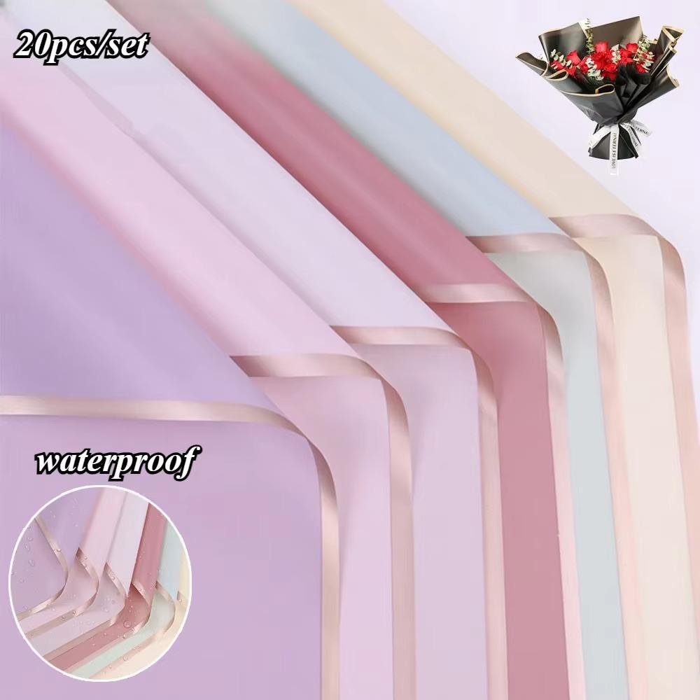 

20 Sheets with Golden Edges Flower Wrapping Paper for DIY Weddings & Birthdays рожевий