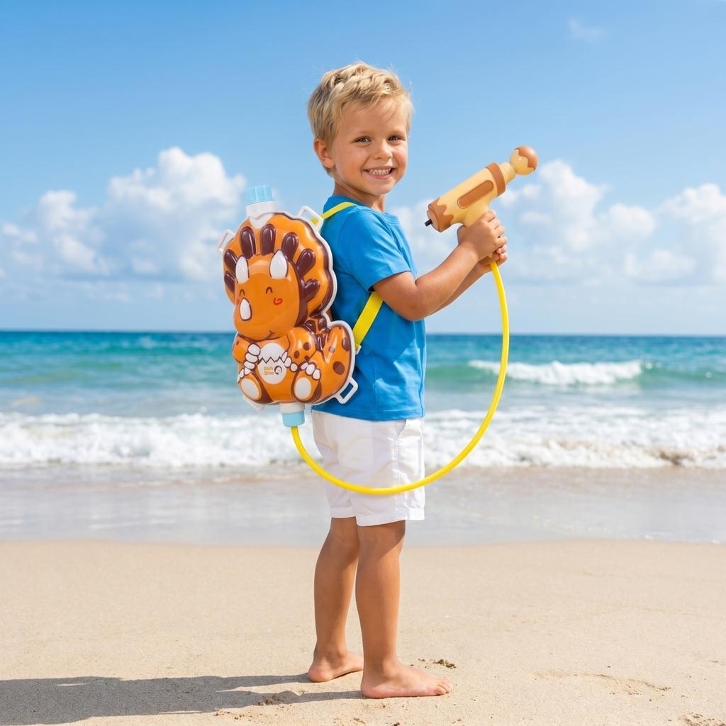 Children Water Gun Backpack Toy Large Capacity Pull-Type Water Sprayer Suitable for Outdoor Beach and Summer Water Play Activities