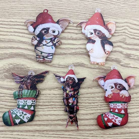 Christmas Pendant Cartoon Acrylic Christmas Tree Ornament Festive Hanging Decoration with Lanyard