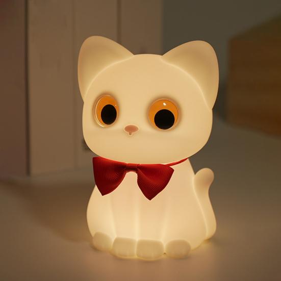 Silicone Night Light Soft Glow Dimmable Touch Control Cute Cat Shape USB Rechargeable Nursing Light LED Night Lamp