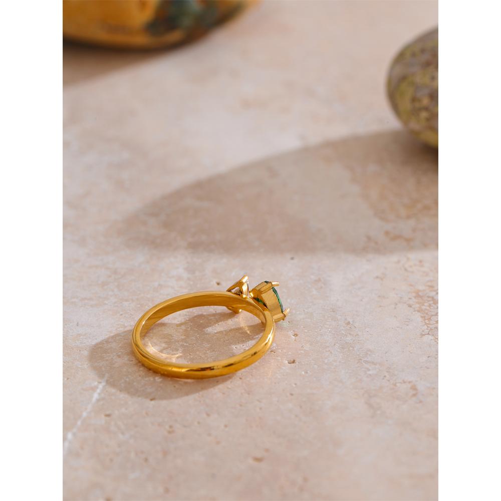 Yhpup Size 678 Fashion Chic Cubic Zirconia Thin Ring Gift Trending 316 Stainless Steel Korean Finger Jewelry Women PVD Plated