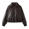 Popular European and American style women's clothing new bread cotton leather jacket protein leather thickened warm short leather cotton coat