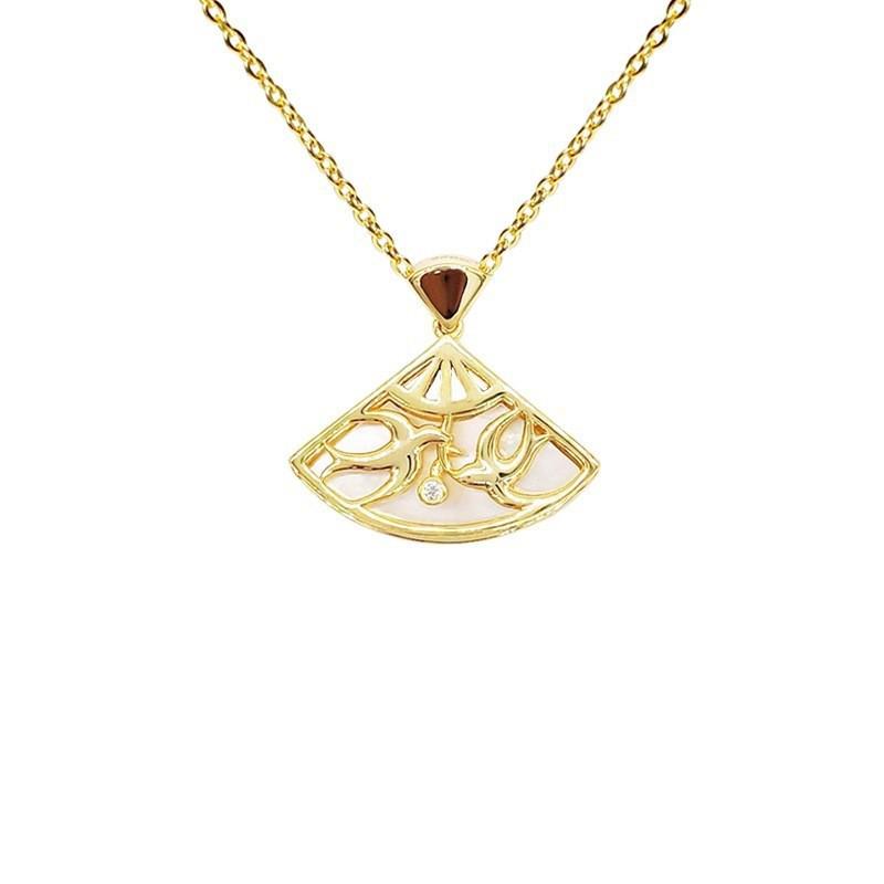 S925 Sterling Silver Malachite Pendant Necklace - Lixia Fan Design for Women 925 Silver