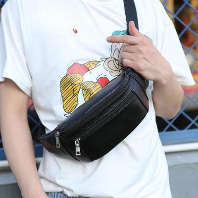 Men's Waist Bag Men's Close-fitting Crossbody Bag Cowhide Men's Bag Fashionable Business Commuting Chest Bag