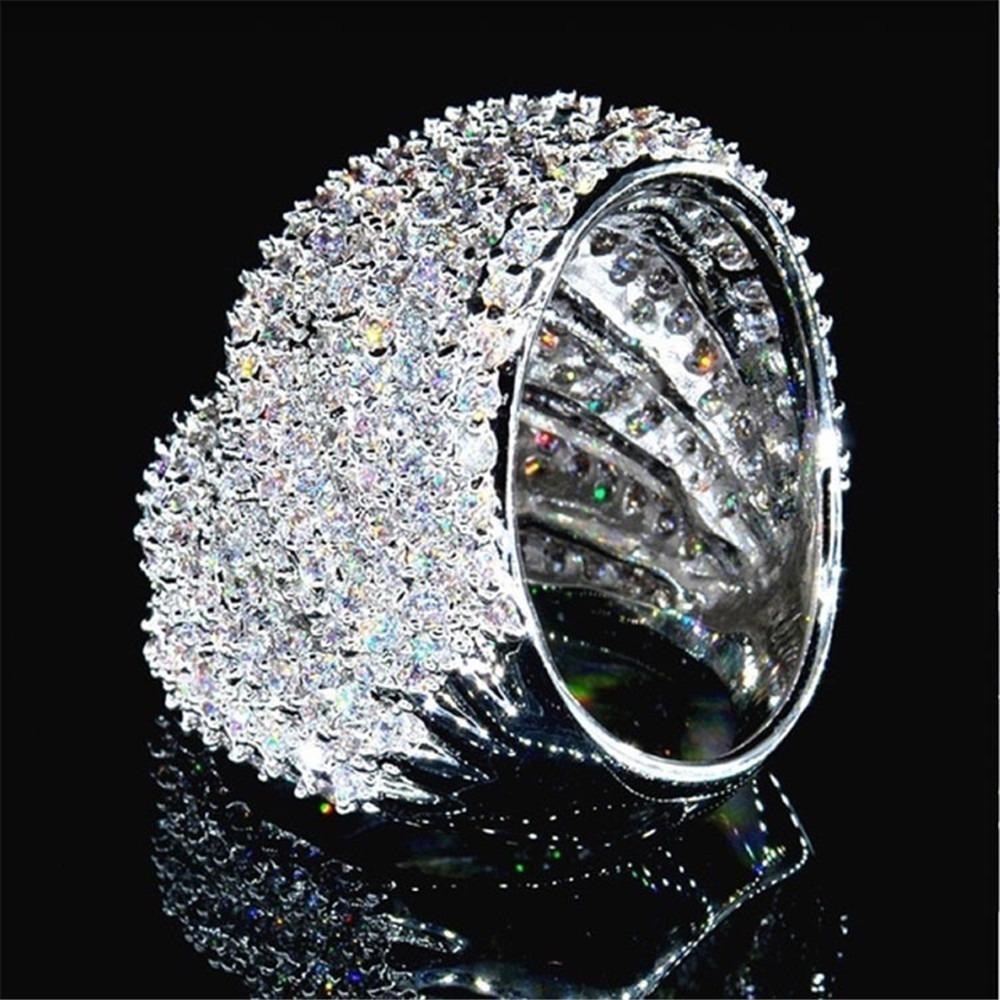 Luxury Multilayer Full Crystal Zircon Ring For Women Girl Engagement Party Wedding Rings  Women Jewelry Accessories Gift