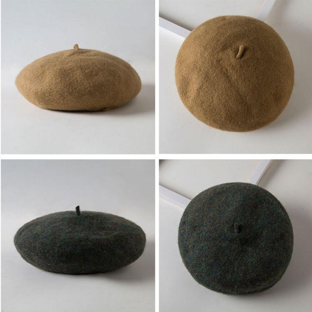 Elastic Women Wool Beret Warm British Beanie Hat Vintage Painter Cap  Winter