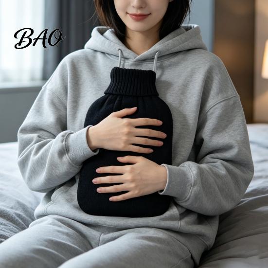 Soft Cover Hot Water Bottle 2000ML with Knit Cover, Leakproof Rubber Bag Menstrual Cramp Relief for Pain Relief, Winter Warm Neck, Shoulder Back Women