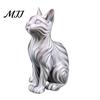 Bay Window Cat Statue 3D Printed with Wavy Fur, Modern Sitting Figurine for Showcase Decor Bookshelf Decor, Minimalist Art Sculpture Home Office, Gift