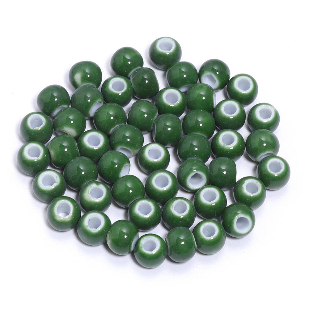 30pcs/lot Round Shape Ceramic Beads Colorful Loose Beads Spacer Beads For DIY Jewelry Making Necklace Bracelet Accessories