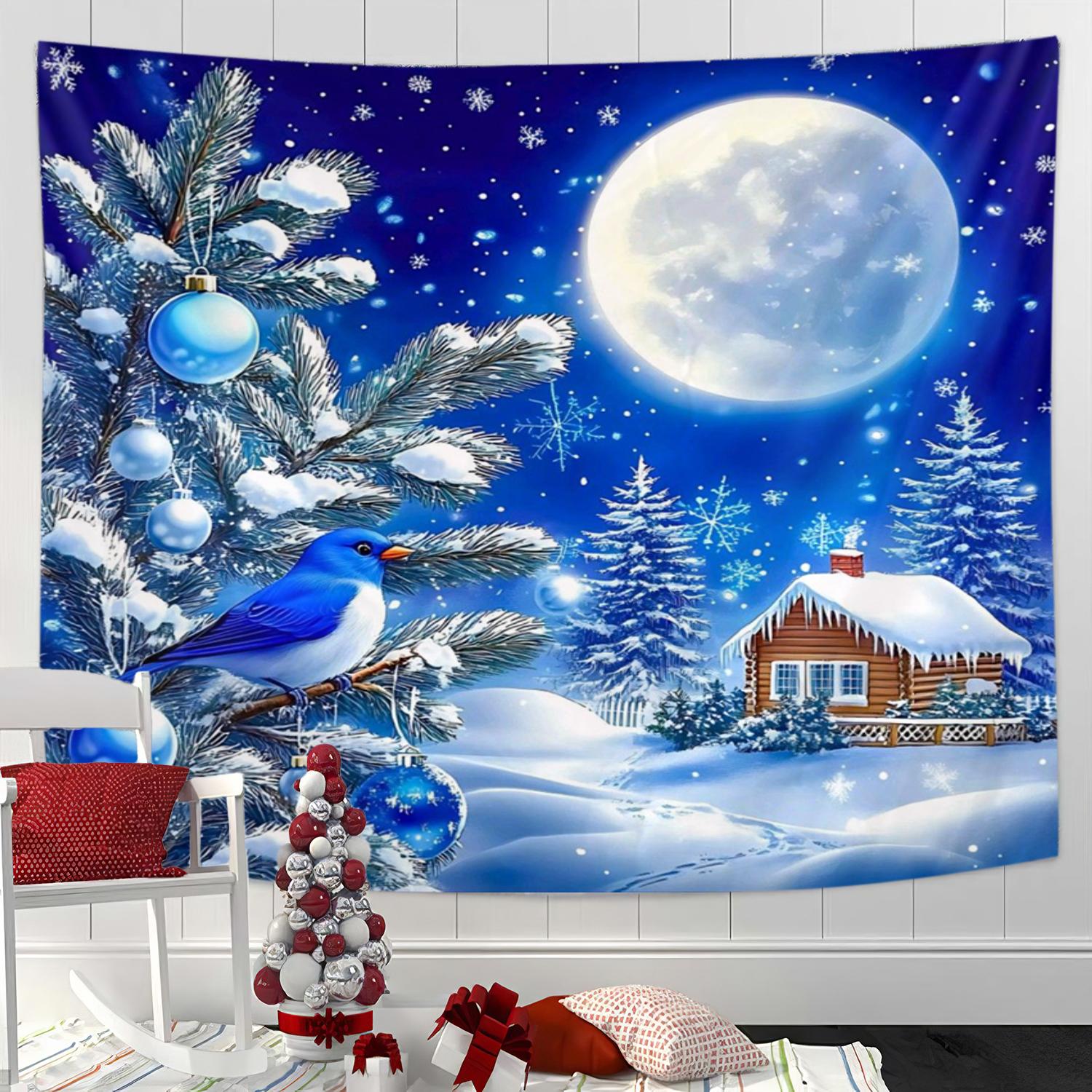 

Christmas Tree Tapestry Snowy View Hanging for Party Festival, Bedroom Office Living Room Home Decor, Wall Decoration 90x75cm