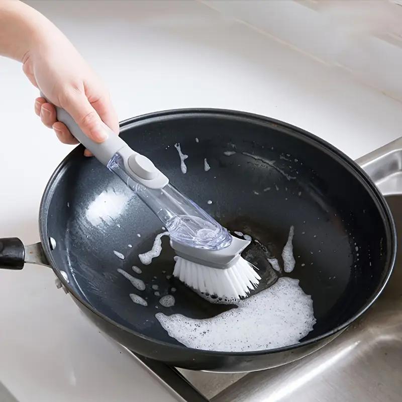 Automatic Liquid Adding Pot Brush Long Handle Pot Brush Dishwashing Artifact Kitchen Cleaning Decontamination Brush Multifunctional Cleaning Brush