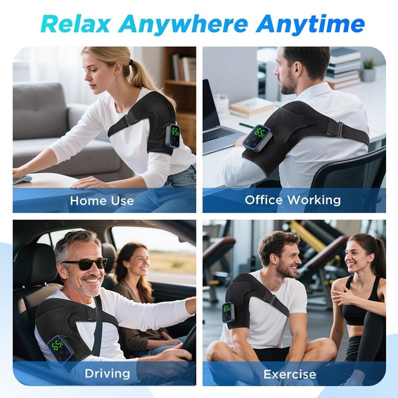 Portable Electric Shoulder Massager with Vibration and Graphene Heating Wireless APP Control Hot Compress Therapy Pad Removable Design