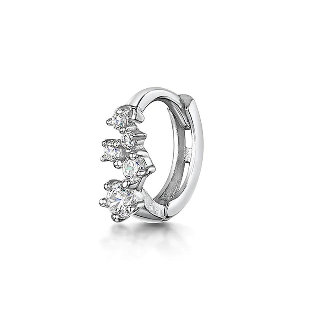 LENNIK 925 Silver Shiny Rhinestone Hoop Earrings For Women Single Cartilage Small Hoop Ear Bone Buckle Piercing Jewelry