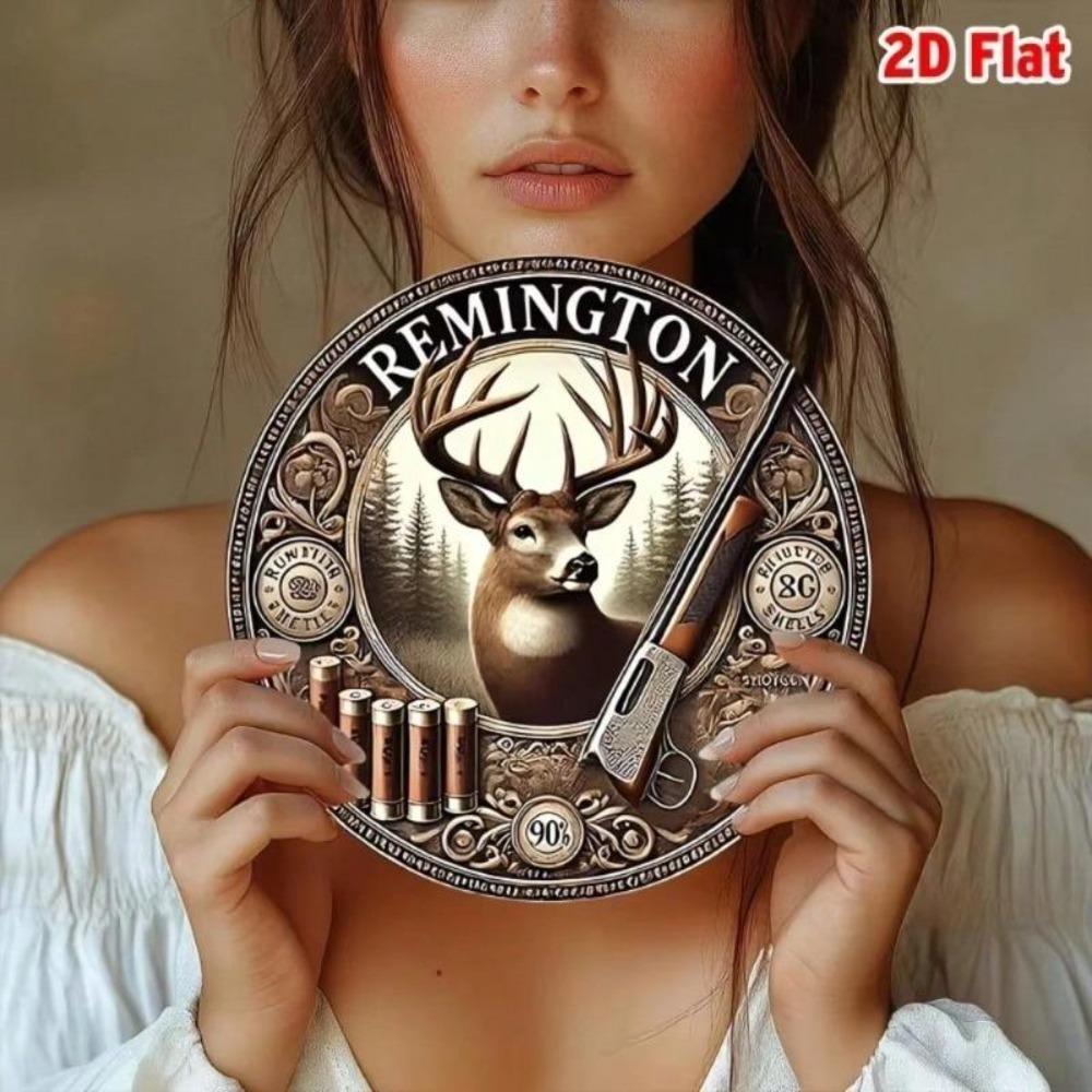 Vintage Metal Sign 8 Inch Remington Classic Flat 2D Wall Art Home Decor