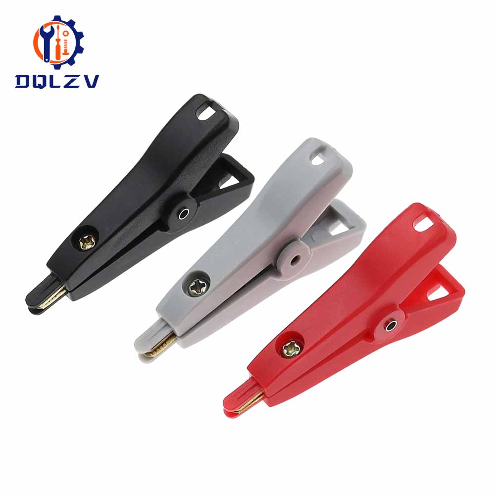 5PCS Insulated 5A Flat Crocodile Clip, 52mm LCR Kelvin Copper Brass Alligator Clamp, Cable Battery Metal Test Clips