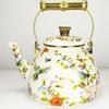 Vintage Emaille-Kessel Blumendekor 1,5L 2,5L 4,5L Eisenwasserkocher für Zuhause Küche Camping