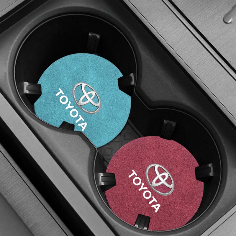Suede Car Coaster Mat Water Cup Slots Non-Slip Pad For Toyota Corolla Yaris Chr Auris RAV4 Land Cruiser Camry Highlander