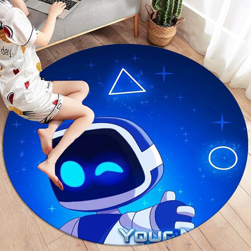 ASTRO BOT Custom Name Round Area Rug,Carpet Rug for Living Room Bedroom Sofa Playroom Decor,Non-slip Floor Mat