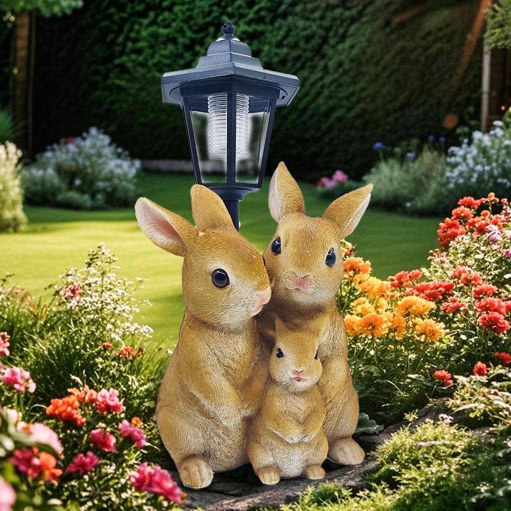 Solar Garden Statues Outdoor Decor,Rabbit Figurines wiht LED Lights Yard Ornaments Women Garden Gifts,Unique Housewarming Gifts