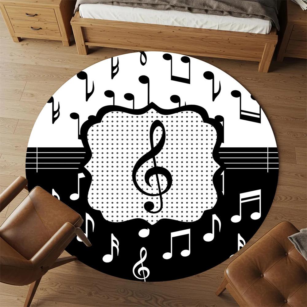 1 szt. nuty muzyczne Okrągły dywanik na krzesło Dywanik obszarowy - Antypoślizgowy, Mata podłogowa do biura, sypialni i dekoracji wnętrz c1125252