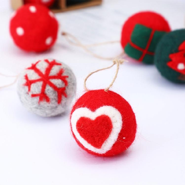 6pcs Felt Christmas Ball Pendant Star Tree Front Door Window Wall Decoration
