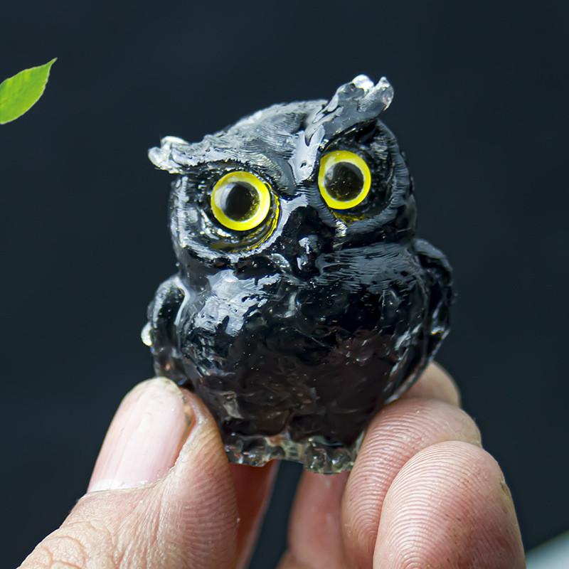 Uil Hars Kristal Beeldje Met Natuurlijke Watersteen Voor Huisdecoratie En Cadeau Geven