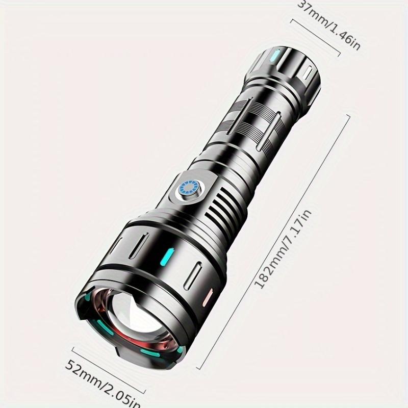 1pc High-power USB Rechargeable Strong Light Window Breaking Telescopic Zoom Multifunctional LED Flashlight