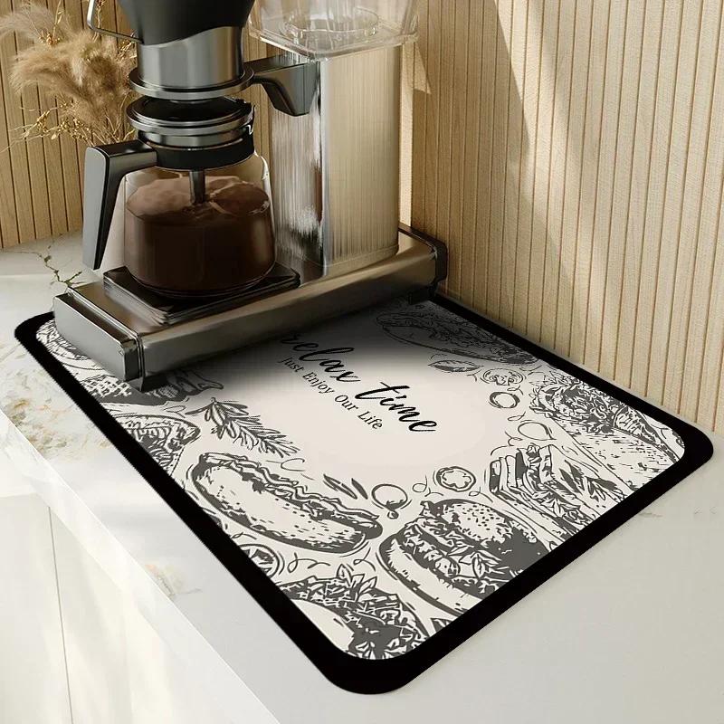 Napa Skin Drain Mat Kitchen Rubber Dish Drying Pad Super Absorbent Drainer Mats Tableware Bottle Rug Kitchen Dinnerware Placemat