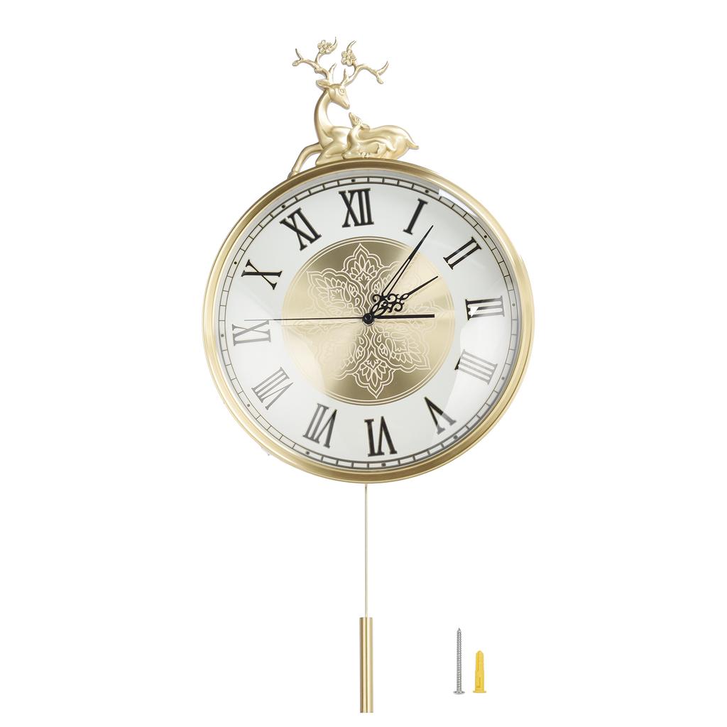 Große Wanduhr Leise Kupfer Europäischer Stil Wohnzimmer Innendekoration Pendeluhr