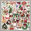 50pcs Retro Watercolor Christmas Stickers - Waterproof Cartoon Decorations for Phone Cases & Laptops