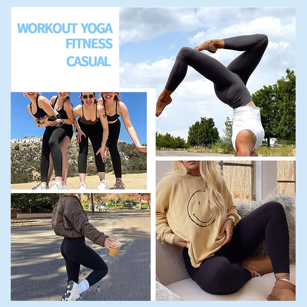 Solid-colour Nude-feel Yoga Pants with High Elasticity Double-sided Brushed Fabric Tight-fitting Running Sports High-waisted Yoga Leggings