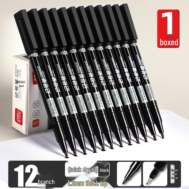 Deli 6824 Double-Ended Oil-Based Marker Pens