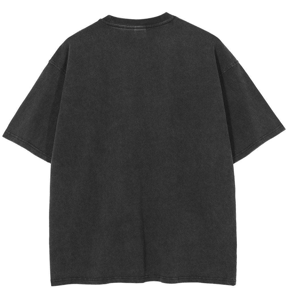 2024 Streetwear Vintage Graphic T Shirt Cotton Washed Black Tshirt Unisex Tops Tees Hipster Summer Short Sleeves T Shirt