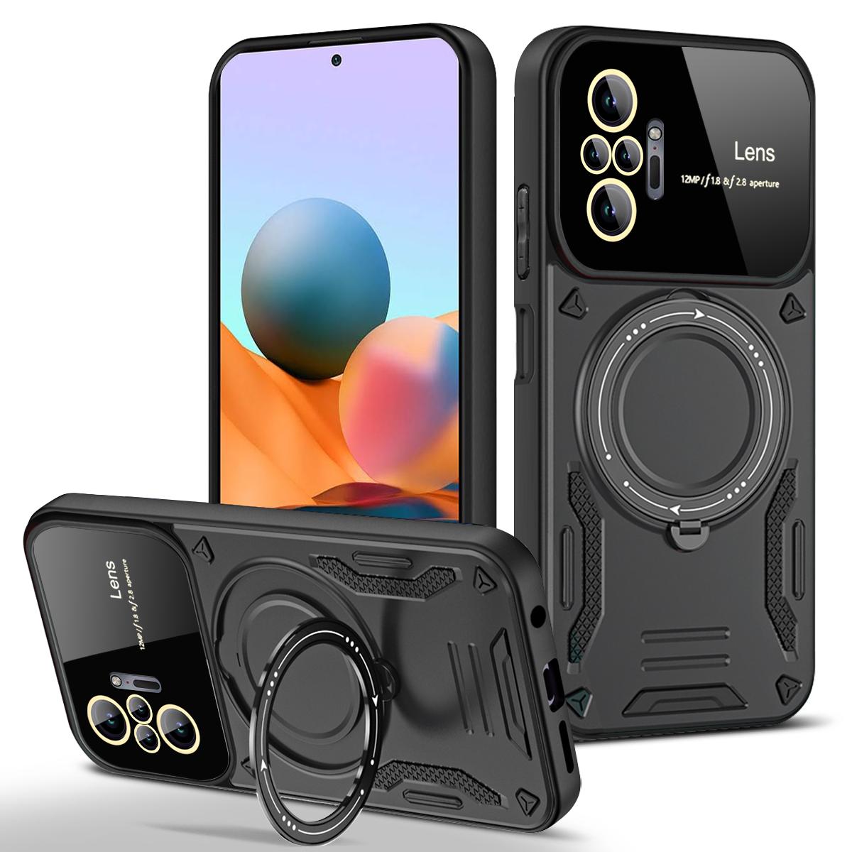 

Magnetic Shockproof Armo Case for Xiaomi Redmi Note 11s 4G 10s 9s Note 12 Pro 5G Bracket Lens Protect Ring Magsafe Cover Funda Redmi Note 12 Pro 5G чорний