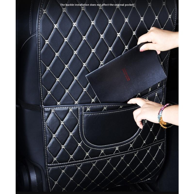 Easy Clean Car Seat Back Cover Waterproof Leather Kick Guard Easy Installation Full Protection Mat Cover