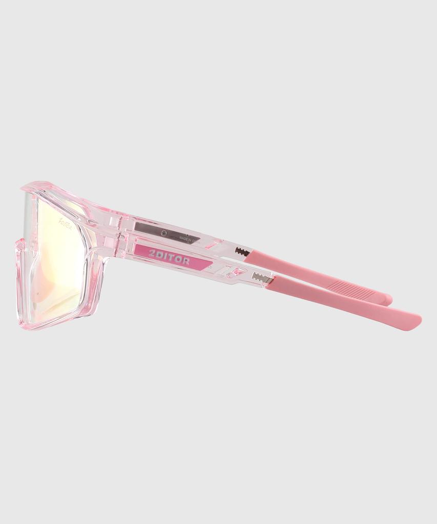 Tuditeo Sports Running Goggles Iter Sunglasses C8 Photochromic Pink/Clear Frame Pink