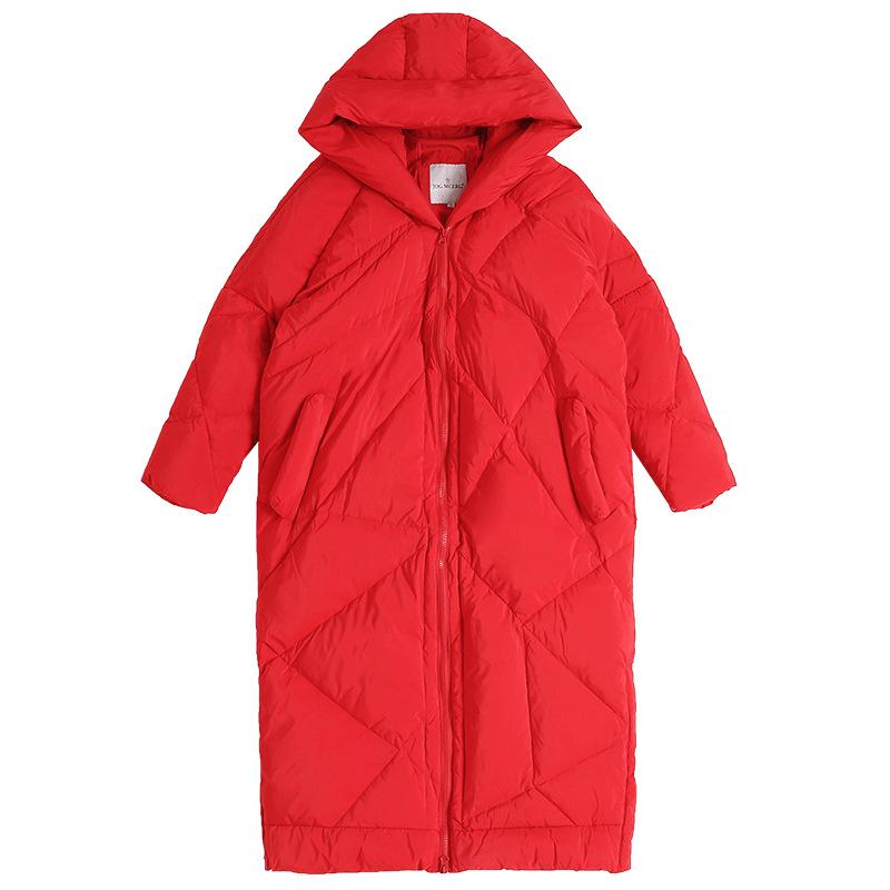 European Station Hooded Down Jacket Women's Winter Clothing New Loose Medium and Long Long Sleeve Large Size Thickened Down Jacket