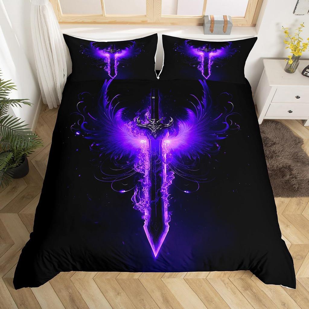 Three-Piece Purple Wing Digital Printing Bedding Home Textile Three-Piece Set