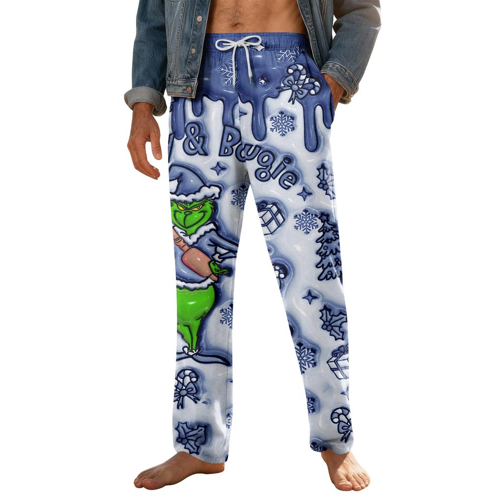 Pánské domácí měkké pyžamové kalhoty se stahovací šňůrkou s kapsami Sportovní kalhoty pro volný čas