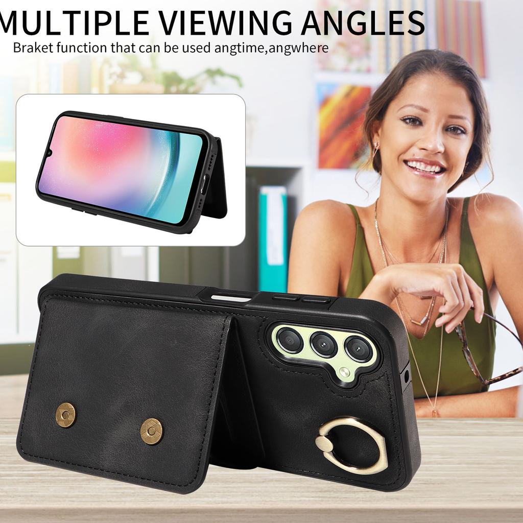 For Samsung Galaxy A25 (5G) Ring Bracket Card Holder Slots Cover Phone Case