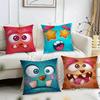 Funny Little Monster Emoticon Pack Cushion Cover Reversible Plush Pillow Cover – For Car, Sofa, Bedroom, Perfect As a Gift.