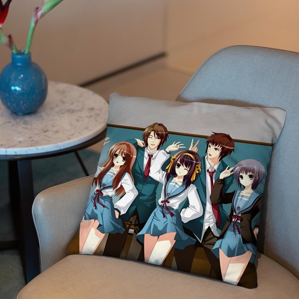 The Melancholy of Haruhi Suzumiya Cushion Cover 2-in-1 Reversible Plush Pillow Cover | Car/Sofa/Bed | Perfect Gift