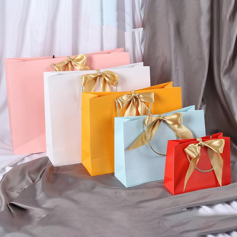 1 buc. Sac de cadou multicolor sac de hârtie pentru cadou pentru pijama haine hârtie kraft cărți fundă panglică portabil cu mâner