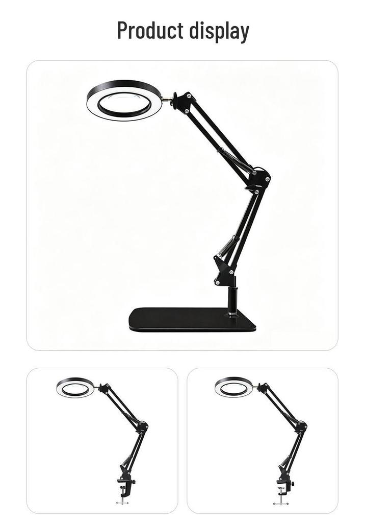 Portable Foldable Magnifying Desk Lamp for Beauty, Tattoo, Manicure, and Maintenance Tasks