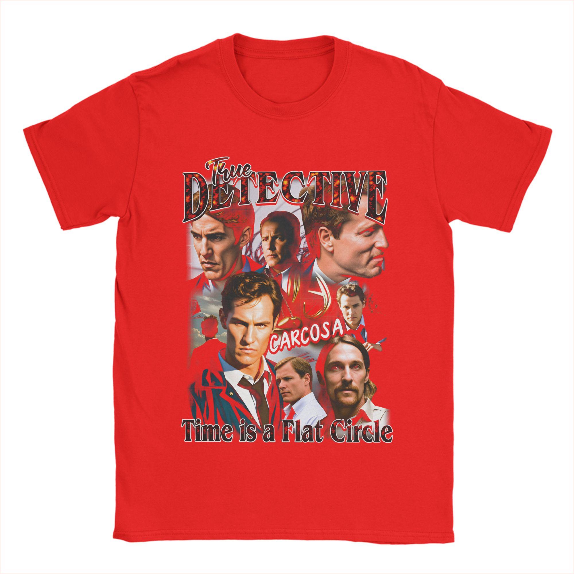 True Detective Rust Cohle Marty Hart T Shirt Summer  100 Cotton T Shirts For Men Design Tshirt ShortSleeve Streetwear Tees S