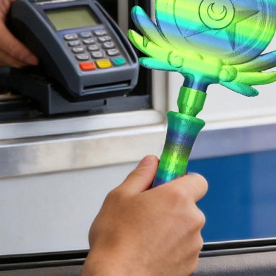 Zatahovací kouzelná vílí hůlka Držák na kreditní karty 3D tištěná Hůlka Tap to Pay Téma kouzelníka Držák na bezkontaktní platební karty