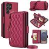 Samsung A27/S26 Ultra Luxury Crossbody Diamond Pattern Wallet Flip Leather Case with Card Slots